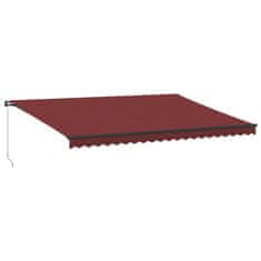 Vidaxl burgundi vörös kézzel kihúzható LED-es napellenző 500 x 300 cm 3310195