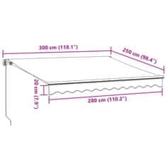 Vidaxl burgundi vörös kézzel kihúzható napellenző 300 x 250 cm 3215228