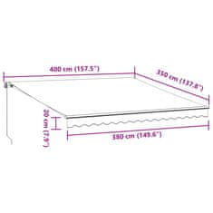 Vidaxl burgundi vörös kézzel kihúzható LED-es napellenző 400 x 350 cm 3214983