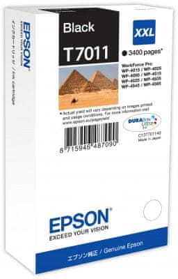 Epson WP4000/4500 sorozatú tintapatron XXL fekete 3,4k C13T70114010