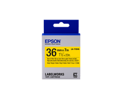 Epson szalagkazetta LK-7YBVN Vinyl, fekete/sárga 36 mm / 7m