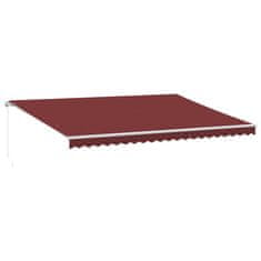 Vidaxl burgundi vörös kézzel kihúzható napellenző 500 x 350 cm 3214990