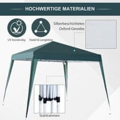 OUTSUNNY Napfényes Összecsukható Pavilon Pavilon Összecsukható Sátor Party Sátor Hordtáskával 2,4X2,4 M Acél Zöld 