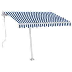 Vidaxl kék/fehér automata szélérzékelős és LED-es napellenző 300x250cm 3069511