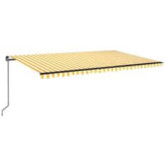 Vidaxl sárga és fehér kézzel kihúzható LED-es napellenző 500x350 cm 3069223