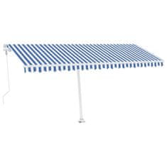 Vidaxl kék/fehér automata szélérzékelős és LED-es napellenző 500x300cm 3069591