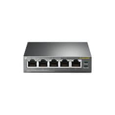 TP-LINK switch 5 portos GbE RJ45 portok, beleértve 4x PoE portot; asztali gép