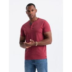 OMBRE Férfi kerek nyakú henley póló piros MDN126069 S