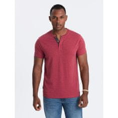 OMBRE Férfi kerek nyakú henley póló piros MDN126069 S