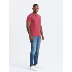 OMBRE Férfi kerek nyakú henley póló piros MDN126069 S