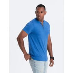 OMBRE Férfi henley kerek nyakú póló kék MDN126070 S