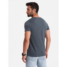 OMBRE Férfi kerek nyakú póló henley sötétkék MDN126072 XL