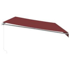 Vidaxl burgundi vörös kézzel kihúzható LED-es napellenző 600 x 300 cm 3214980