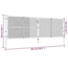 Vidaxl szürke horganyzott acél rácsos kertkapu 400 x 175 cm 145778