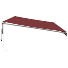 Vidaxl burgundi vörös automata kihúzható LED-es napellenző 600x350 cm 3214997