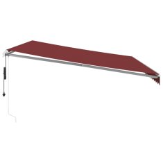 Vidaxl burgundi vörös automata kihúzható LED-es napellenző 500x350 cm 3214993