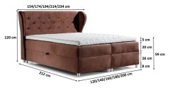 Veneti Eveli szürke 160 kárpitozott boxspring ágy + ingyenes Topper