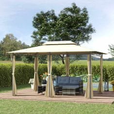 OUTSUNNY Garden Pavilion Duplatetős 3X4M Bézs + Fekete Parti- És Kerti Sátorhoz 