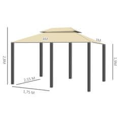 OUTSUNNY Garden Pavilion Duplatetős 3X4M Bézs + Fekete Parti- És Kerti Sátorhoz 