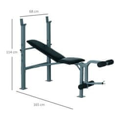 HOMCOM Többsúlyú Pad, Edzőpad, Több Edzőterem, Lejtős Pad, Fitneszgép, Acél, 165X68X114Cm 