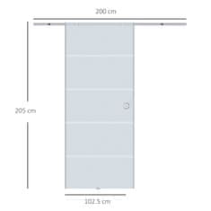 HOMCOM Üveg Tolóajtó Tolóajtó Üvegajtó Szobaajtó Részben Szatén Kivitelben 775 / 900 / 1025 X 2050 Mm 