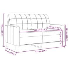 Vidaxl kétszemélyes barna bársony kanapé 120 cm 4007621