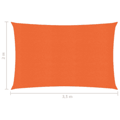 Vidaxl narancssárga HDPE napvitorla 160 g/m² 2 x 3,5 m