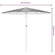 Vidaxl barna kerti napernyő acél rúddal 223 x 223 x 213 cm (4005097)