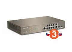 Tenda TEG5312F - L3 menedzselt gigabites switch, 10x RJ45 10/100/1000 Mbps, 2x SFP 1 Gbps