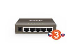 Tenda TEG1005D - 5 portos Gigabit Ethernet switch, 10/100/1000Mbps, fém, ventilátor nélküli, ventilátor nélküli