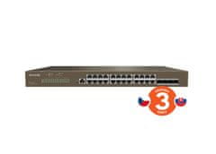 Tenda TEG5328F - L3 menedzselt gigabites kapcsoló, 24x RJ45 10/100/1000 Mbps, 4x SFP 1 Gbps