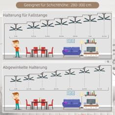 HOMCOM Mennyezeti Ventilátor Led Világítással 16 W Mennyezeti Lámpa Ventilátor Függőlámpával 6 Megfordítható Lapáttal Nappalihoz Bükk 