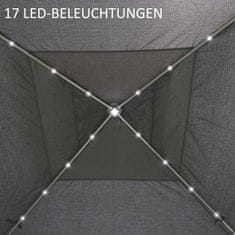 OUTSUNNY Gazebo 3,3X3,3 M Összecsukható Pavilon Led Usb Pop-Up Mesh Oldalfalak Napvédő Táska Oxford Szürke 