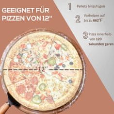 OUTSUNNY Napfényes 2 Az 1-Ben Pizzasütő, Fatüzelésű Sütő Pizzakővel, Pizzalapát, Pizzahéj, Összecsukható, Acél, Fekete, Kültéri Bbq 