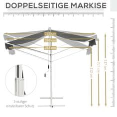 OUTSUNNY Álló Napellenző Kerti Napellenző Összecsukható Karral És Hajtókarral, 4,5X3,4 M, Szürke, Teraszra 