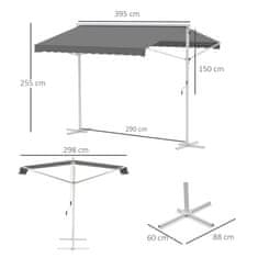 OUTSUNNY Napfényes Álló Napellenző Kerti Napellenző Összecsukható Karral, Terasz Szürke 4X3M 