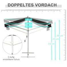 OUTSUNNY Napfényes Álló Napellenző Kerti Napellenző Összecsukható Karral, Terasz Szürke 4X3M 