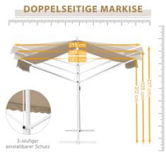 OUTSUNNY Napfényes Álló Napellenző Kerti Napellenző Összecsukható Karral, Belső Udvar Bézs 4,5X3,4 M 