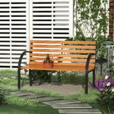 OUTSUNNY Garden Bench Park Bench 2 Személyes Kerti Acél + Natúr Fenyőfa 122 X Mé 60 X Ma 83 Cm 