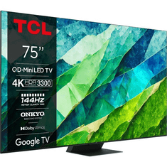 TCL Smart LED Televízió, 189 cm, 4K, MiniLED, HDR, Google TV (75C855)