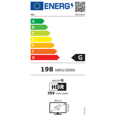 TCL Smart LED Televízió, 248 cm, 4K,QLED, HDR, Google TV (98C655)