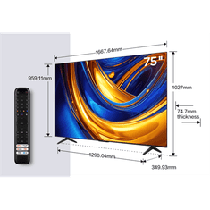 TCL 75P655 Smart LED Televízió, 189 cm, 4K,UHD, HDR, Google TV (75P655)