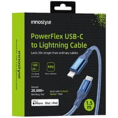 Innostyle INNOSTYLE POWERFLEX USB-C LIGHTNING MFI GYORS TÖLTŐKÁBEL IPHONE KEVLÁR 2M KÉK