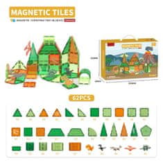Magnetic Tiles Mágneses építőkészlet Dinosaur sada 62ks - Magnetic Tiles