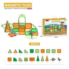 Magnetic Tiles Mágneses építőkészlet Dinosaur sada 28ks - Magnetic Tiles
