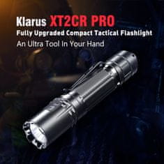 Klarus XT2CR PRO Desert Tan taktikai akkumulátor 2100 lm, kettős kapcsoló, 1x 18650 3100 mAh, USB, b