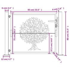 Vidaxl antracitszürke acél famintás kertkapu 105 x 80 cm 153154