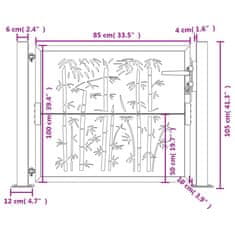 Vidaxl antracitszürke acél bambuszmintás kertkapu 105 x 105 cm 153179