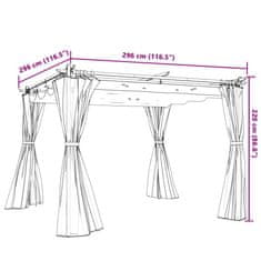 Vidaxl krémszínű acél pavilon függönyökkel 3 x 3 m 4003917