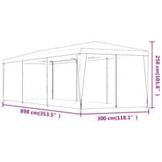 Vidaxl zöld HDPE rendezvénysátor 8 hálós oldalfallal 3x9 m 319243